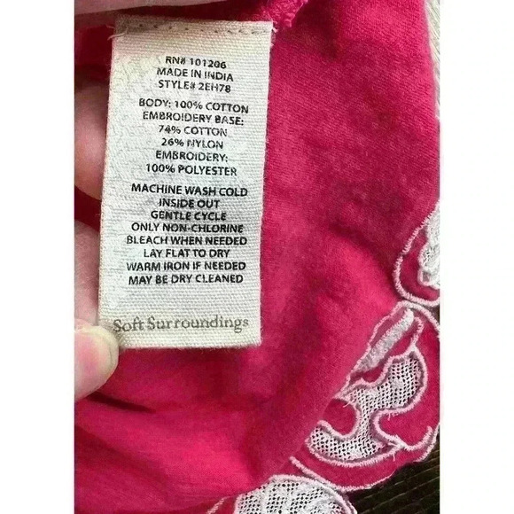 Soft Surroundings Womens Size Large Embroidered Tank Sleeveless Pink - Picture 7 of 7